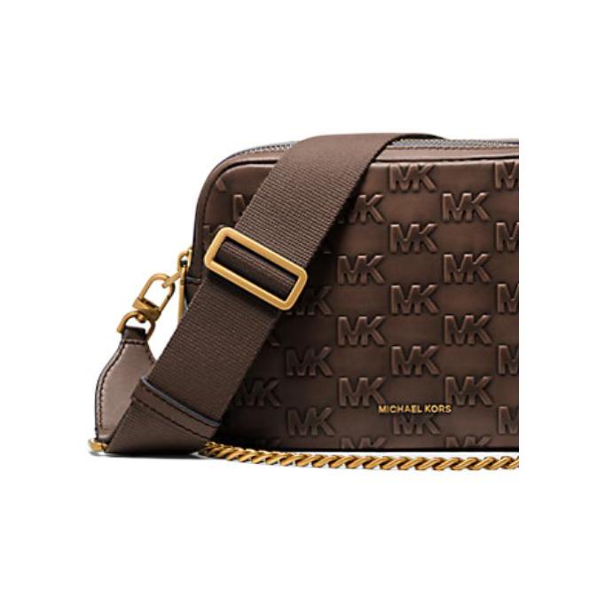 Michael Kors MK Bryant Сумка через плечо со съемным ремнем с тисненым логотипом Кожаная сумка через плечо Средний размер Женская сумка через плечо 32F5AYTC6L-CHOCOLATE