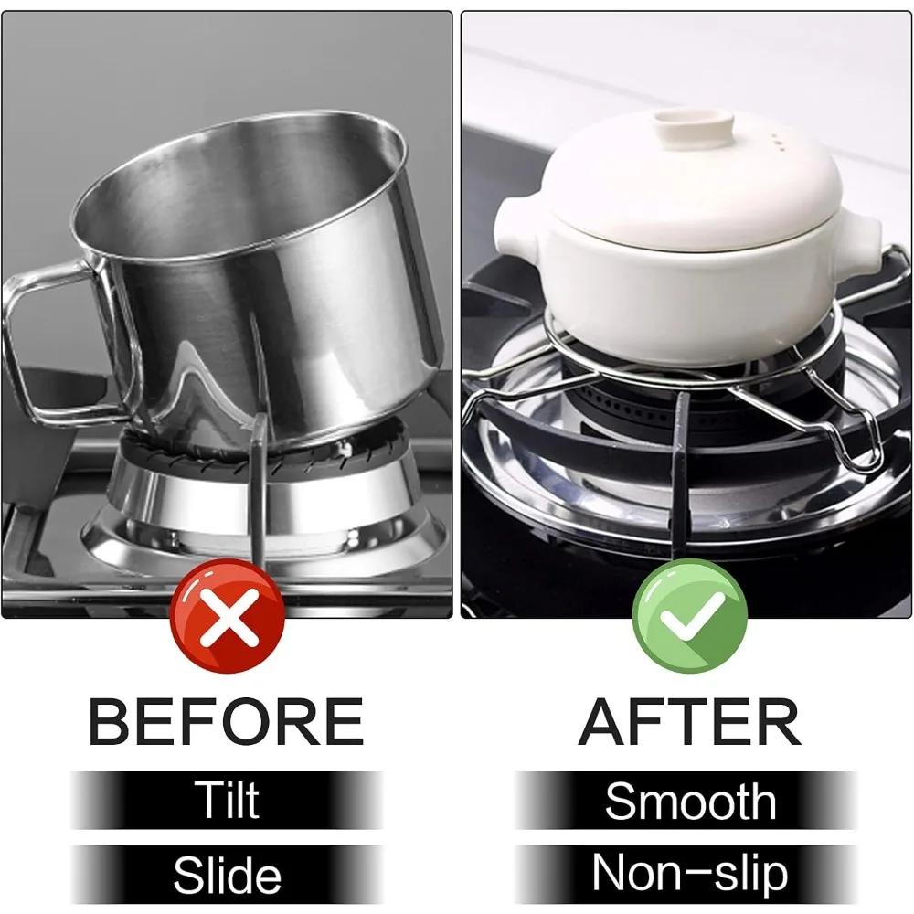 2 Pieces Gas Stove Holder, Gas Cooking Plate Holder Grid Cross Reduction Reducer Four Tips for Pot and Coffee Maker