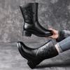 Real wool boots embroidered women's boots medium boots winter new short boots warm fashion mother shoes