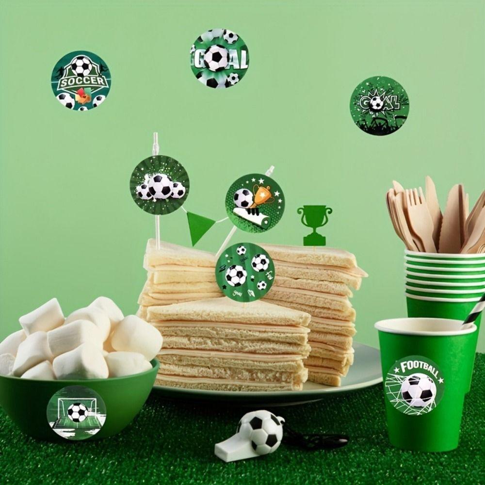 500Pcs Soccer Theme Soccer Stickers Round Football Pattern Sealing Sticker Party Decor