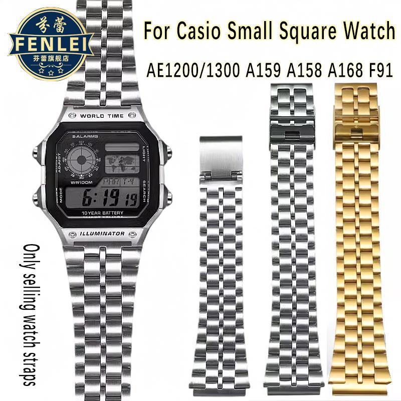 Ремешок для часов AE-1200 Для Casio AE1200 AE1300 A159 A158 A168 F91 Ретро Маленький Квадратный Нержавеющая Сталь Ремешок для Часов 18мм Мужской Браслет