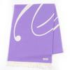 Great Scarf Fringed Logo Ivory Purple Wool Women Used