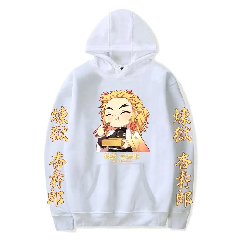 Япония Аниме Demon Slayer Kawaii Rengoku Kyoujurou Графический принт Мужчины Женщины Осень Зима Harajuku Толстовка Плюс Размер Толстовка