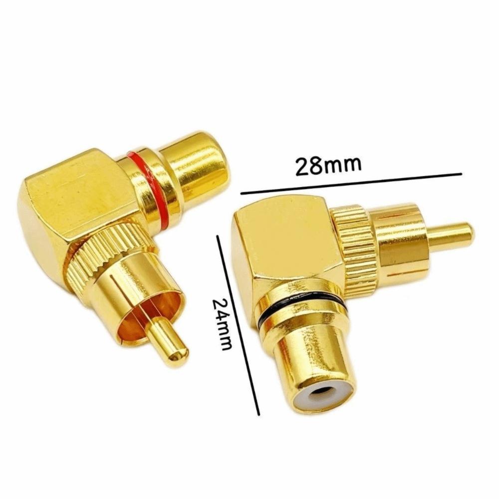 10PCS Male to Female 90 Degree L Type Adapter for RCA Adapter Connector Subwoofers