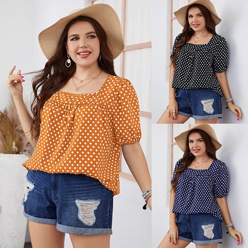 Новая летняя женская футболка с коротким рукавом и квадратным воротником, свободная дышащая футболка большого размера, простая повседневная стильная футболка для поездок на работу