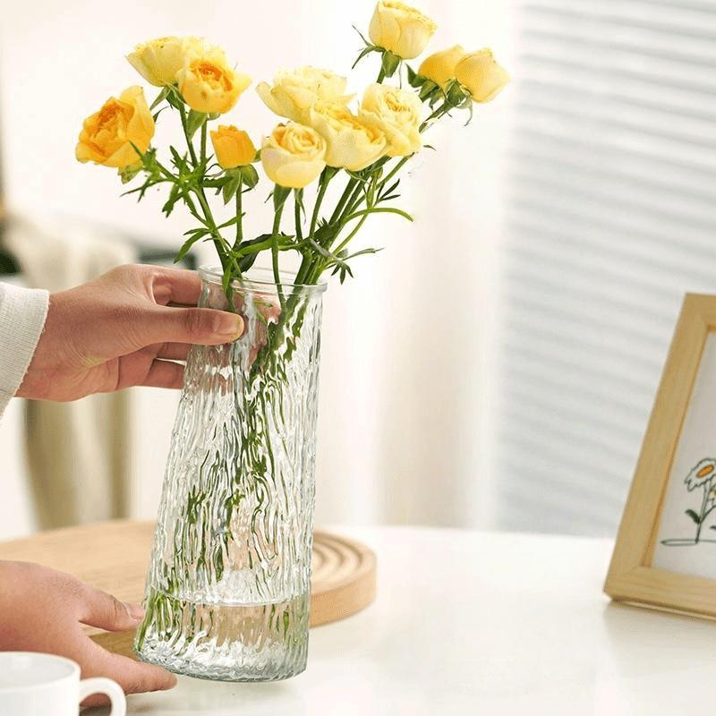 Ваза из прозрачного стекла, ребристая ваза, рифленая стеклянная ваза, ваза для цветов, современная ваза для украшения интерьера, декоративная ваза