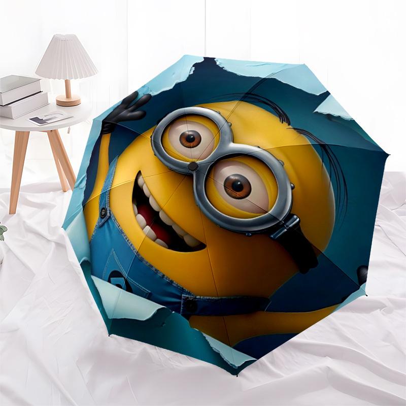 1pc Minion Self-Folding Umbrella, 8-Bone Compact Travel Umbrella, Durable Plastic And Iron Frame095