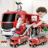 Детская игрушечная пожарная машина большого размера, может распылять воду, имитация разбрызгивателя, лестница из сплава, набор моделей спасательных машин