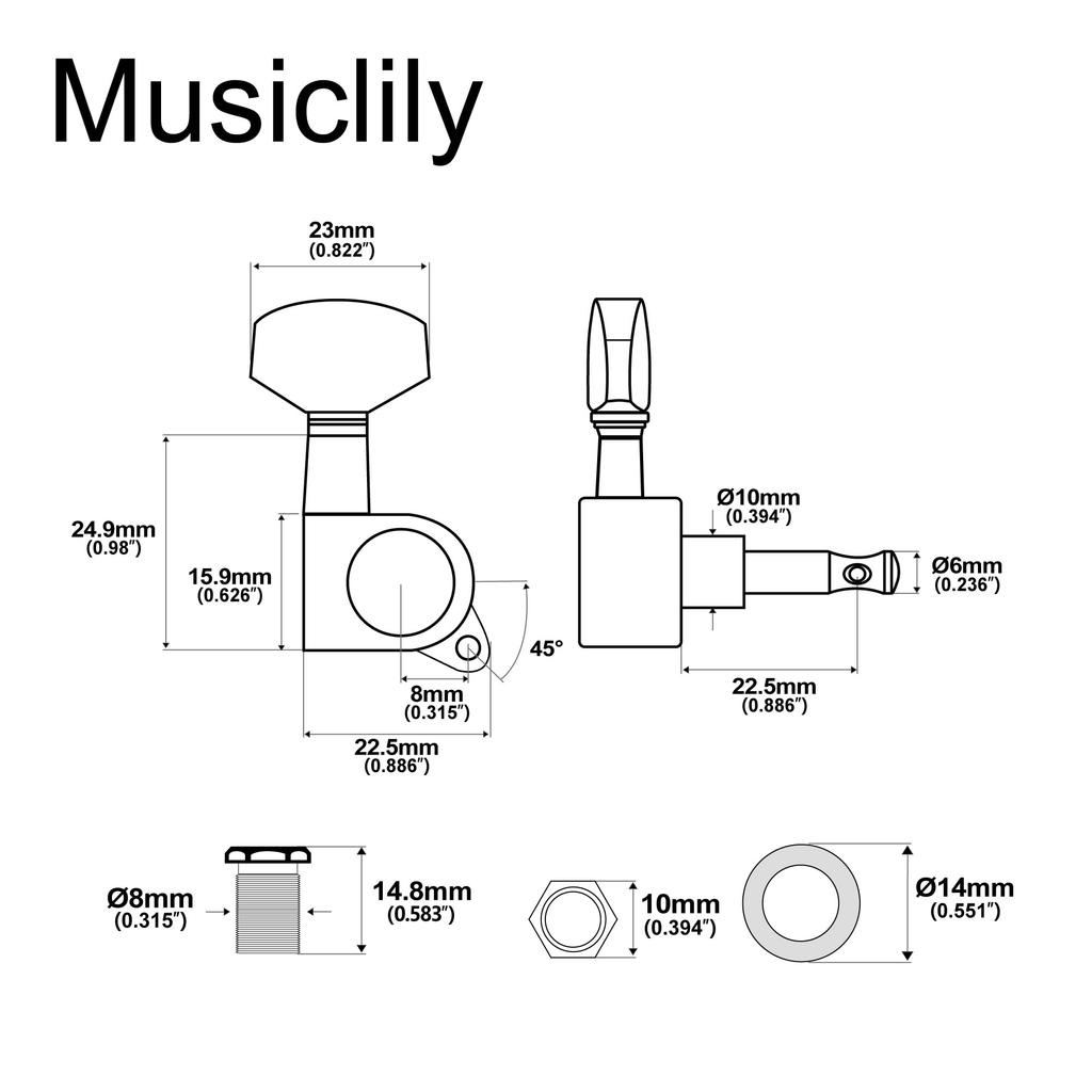 Musiclily Pro Колки для гитары Хром L3+R3 Электрические/Акустические гитары,