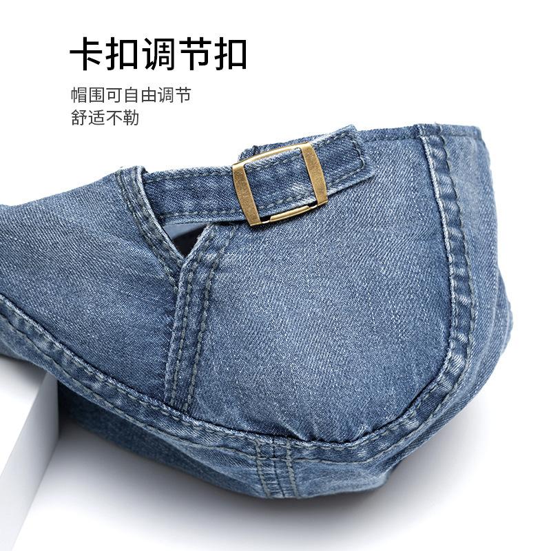 Washed light board denim cap men's forward hat British newsboy hat women's beret painter hat