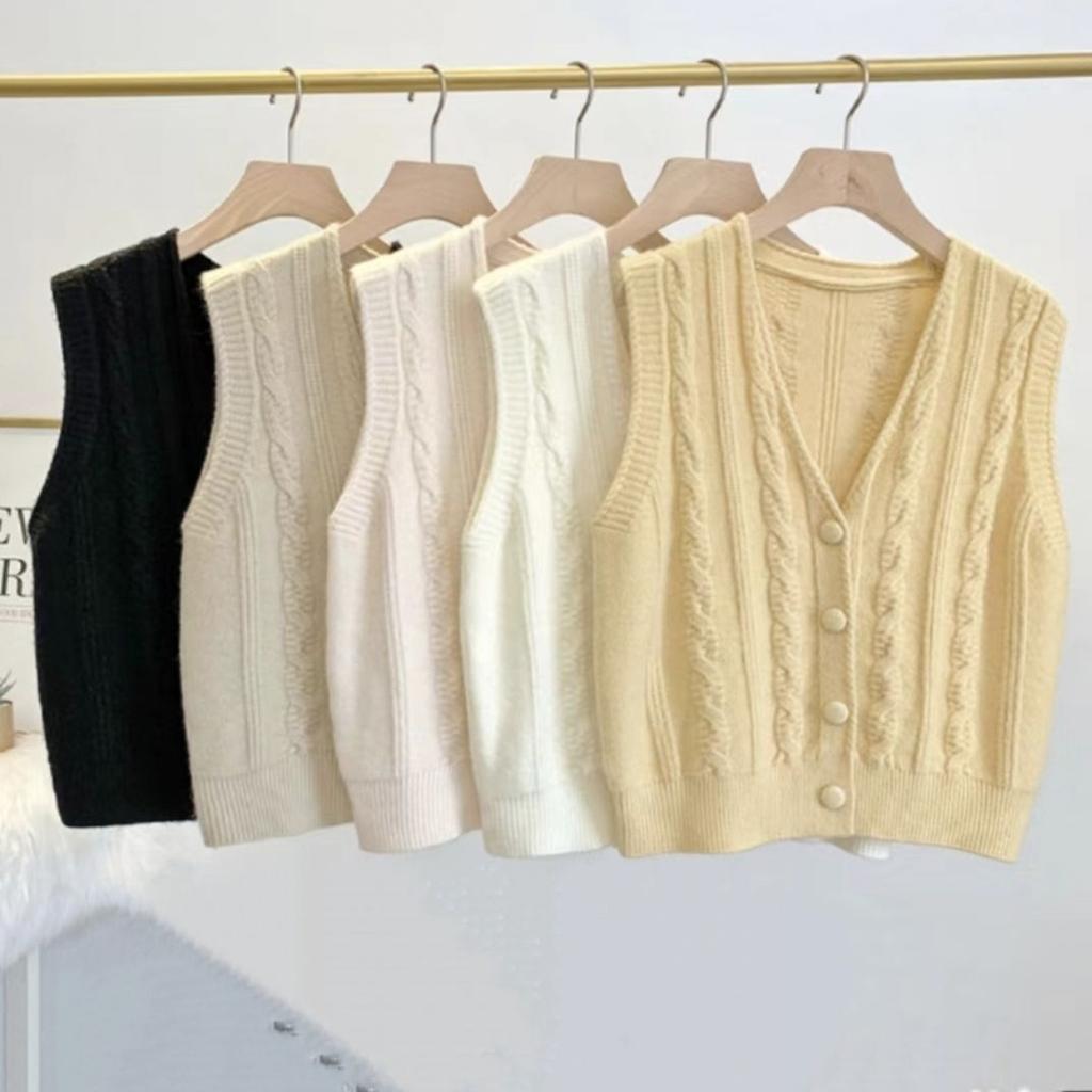 Женский кардиган на пуговицах, шерстяной вязаный кардиган, жилет свободного кроя с узором «коса», жилет в стиле преппи без рукавов, верхняя одежда