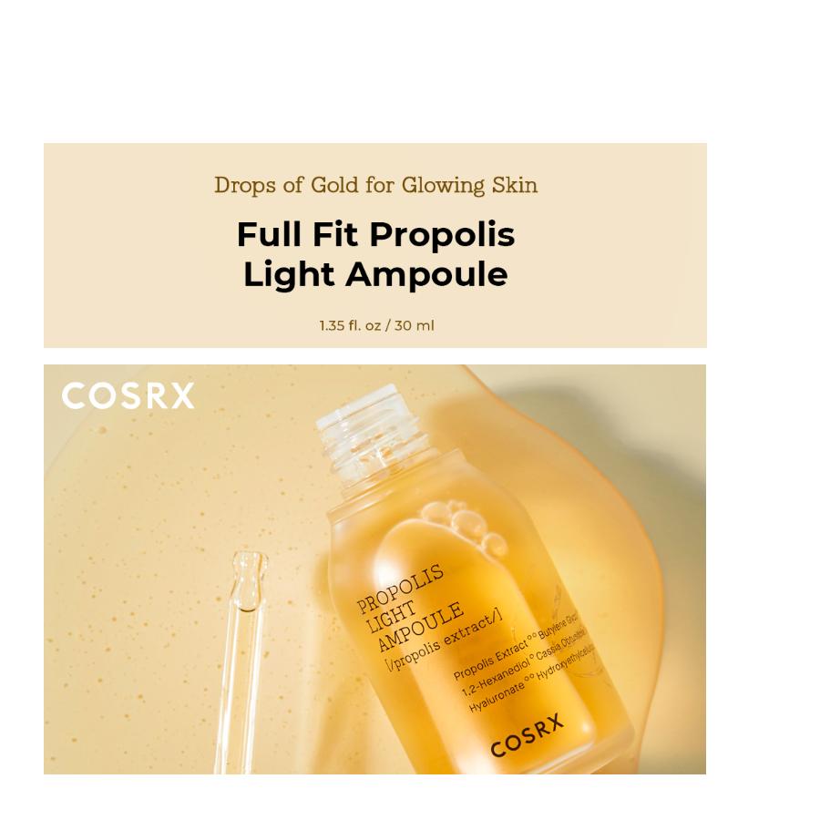 COSRX Propolis Ampoule, Сыворотка для лица, усиливающая сияние, с 73,5% экстрактом прополиса, /30 мл, увлажняющая эссенция для чувствительной кожи