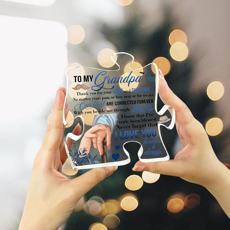 CEZII Подарок дедушке от внуков, Моему дедушке пазл акриловая табличка, Подарки на День отца, День рождения для дедушки, дедушки