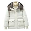 Winter Down Coat Padded Hooded Stand Collar Pockets Zip-up Parka Windproof Heat Retention Daily Cold Weather Outwear Cotton Jacket