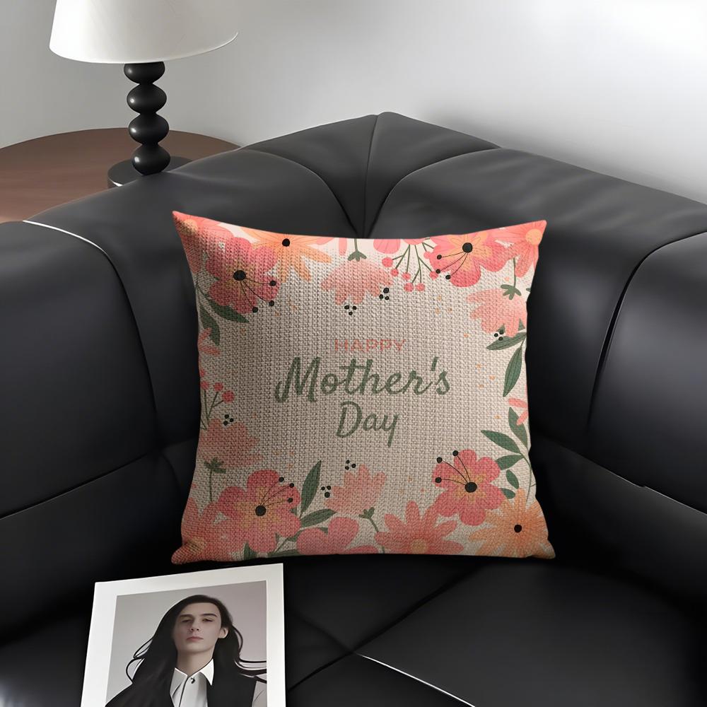 Mothers Day Cushion Cover Natural Linen Organic Fabric DoubleSided Printing Sofa Home Decor Gift Pillow Case