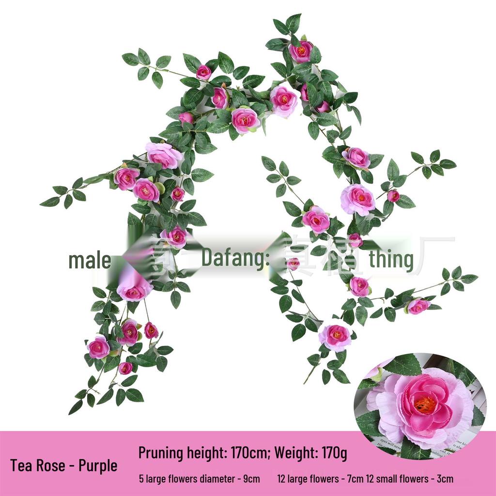 Artificial Rose Vine for Indoor Living Room and Air Conditioner Decoration