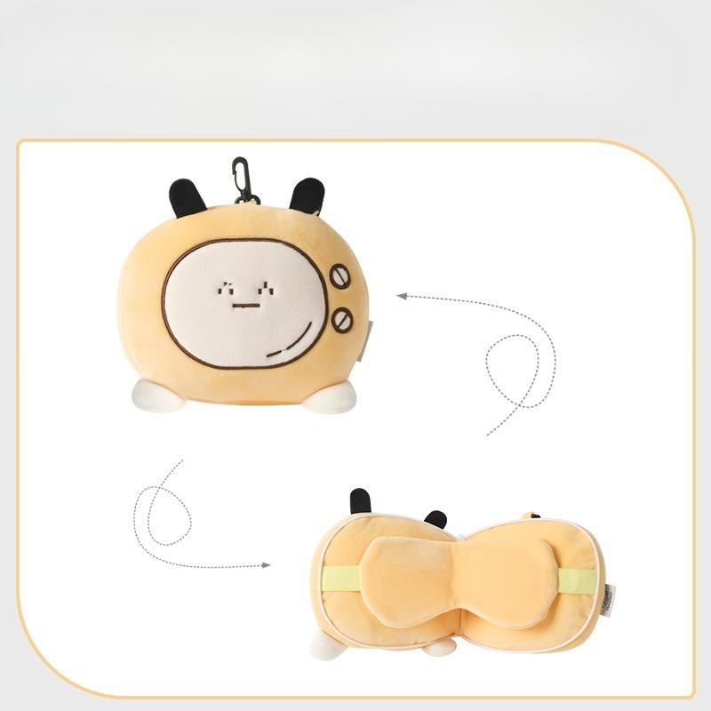 Cartoon Cute Eye Mask Pillow 2 in 1 Convertible Neck Pillow Multi Function Portable For Travel And Office