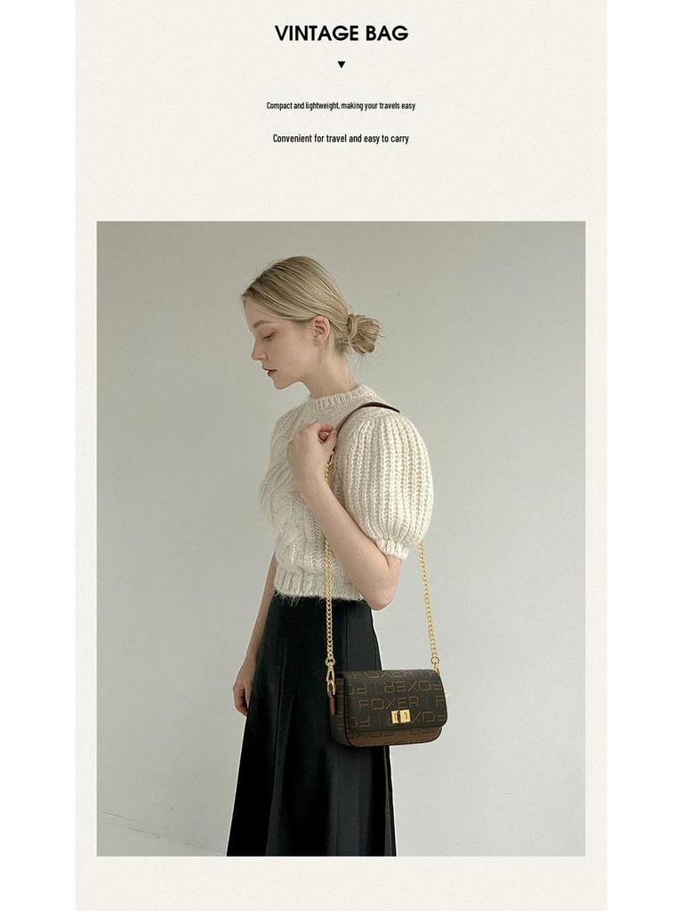 Женская сумка-кроссбоди для телефона FOXER Golden Fox с принтом и цепочкой