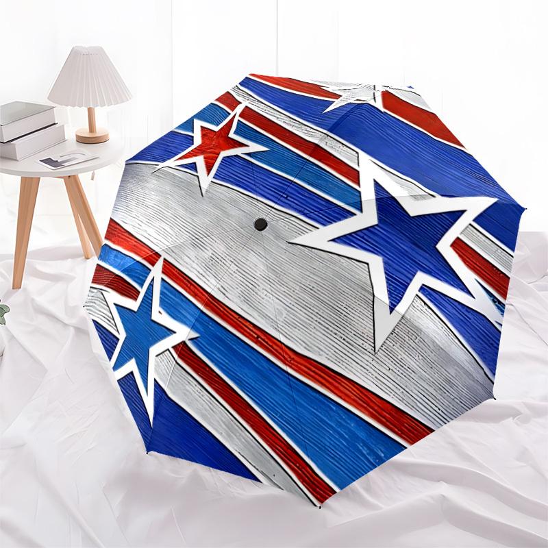 1pc Stars Stripes Automatic Open/Close Umbrella, Portable Folding Umbrella, Compact Travel Umbrella for069