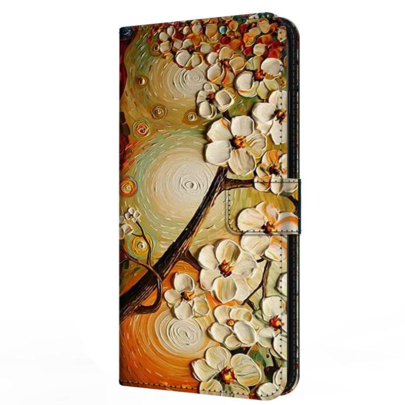 Кожаный чехол-книжка для Samsung A25 Кошелек Подставка Обложка-книга для Galaxy A15 4G 5G Магнитный Цветок Прекрасный A14 A34 A54 5G M13 4G