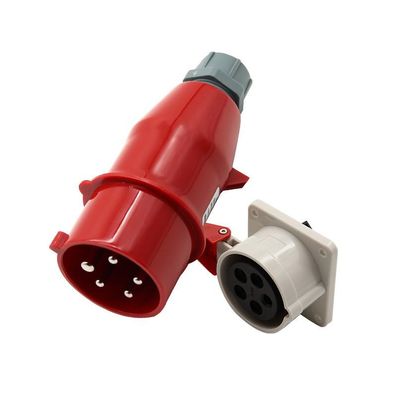 Weipu TYP285 6823 32A 5-Pin Industrial Plug & Socket, IP44 Surface/Flush Mount