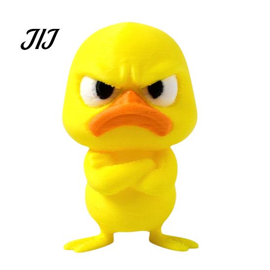 Portable Table Sculpture 3D Printed Yellow Duck Figurine, Funny Statue with Vivid Expressions, Cute Figurine Miniature Desktop Ornaments for