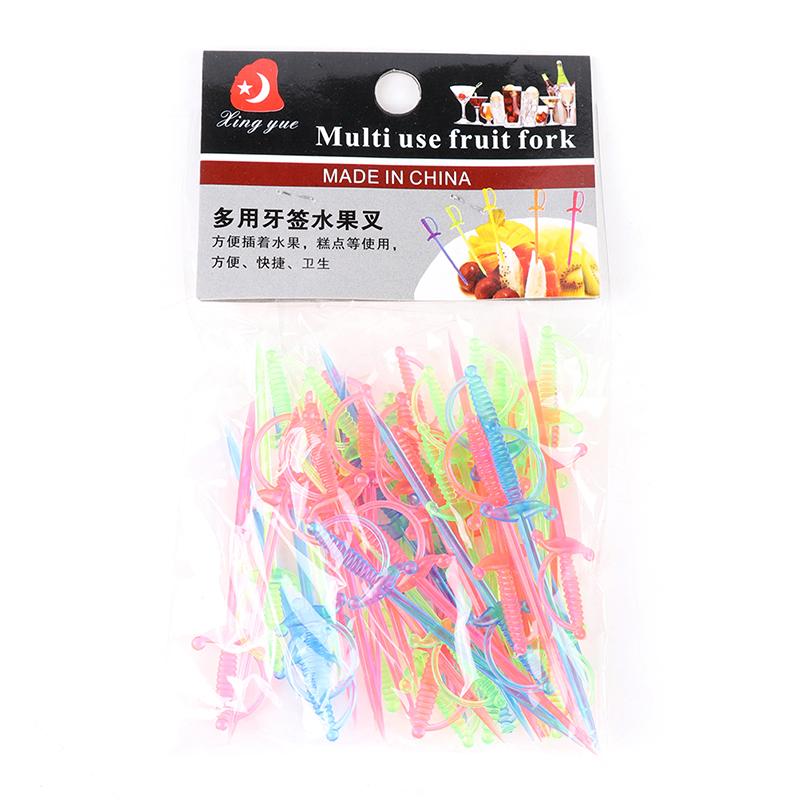 40 шт. разноцветных пластиковых шпажных палочек для шведского стола для фруктов, коктейлей, закусок, вилок