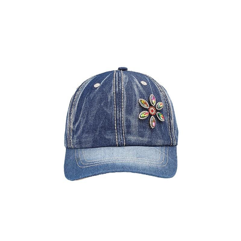 Autumn new colored diamond decorative denim baseball cap fashion trend couple cap outdoor casual windproof hat