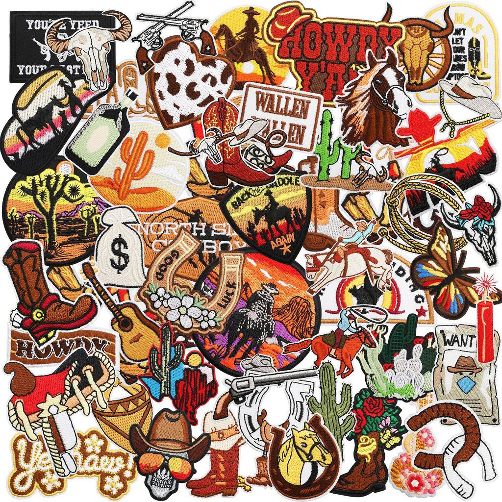 Новые декоративные нашивки с популярными на Западе джинсовыми вышивками, наклейки с вышивкой «Лошадь и пистолет», вышитые штампы, вышитые этикетки