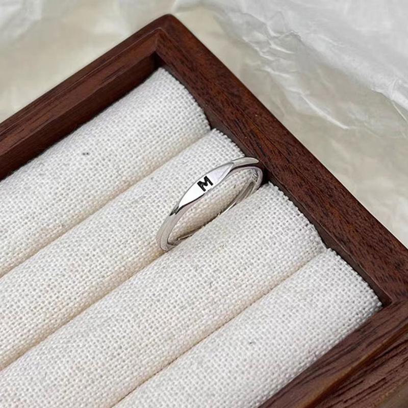 Серебряное Корейское 26 Букв A-Z Открытое Кольцо Мужчины и Женщины Кольцо Подарок для Пары Украшения
