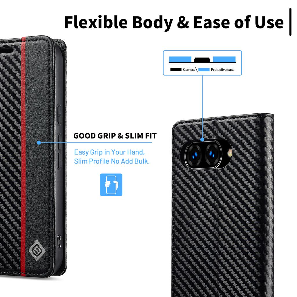 Роскошный кожаный чехол-бумажник из углеродного волокна для Google Pixel 10 Pro XL 9A 9 8 8A 7A 7 6A 6 10A 10 Магнитная книжка-сумка Обложка