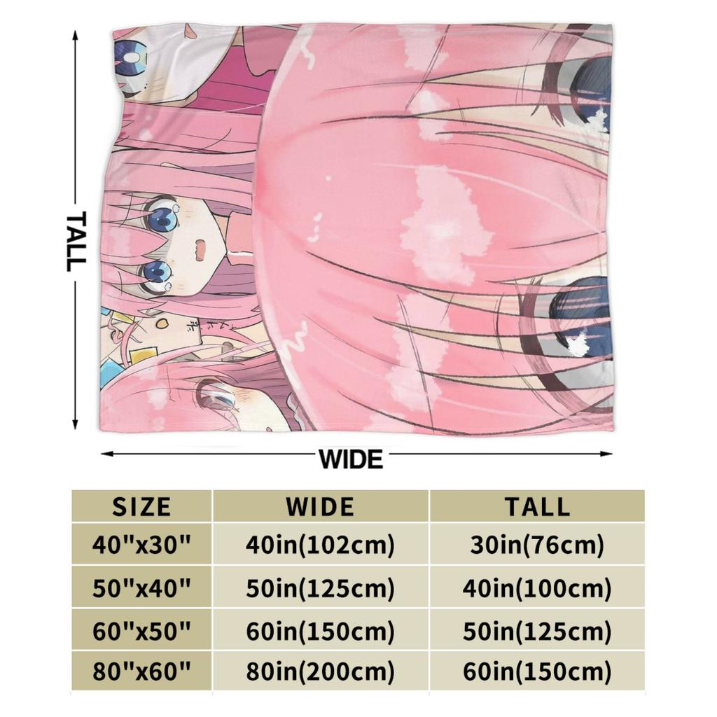 Bocchi the Rock Flannel Blanket Winter Super Warm Throw Blanket for Children Couch Bed Funny Bedspread Sofa Bed Cover