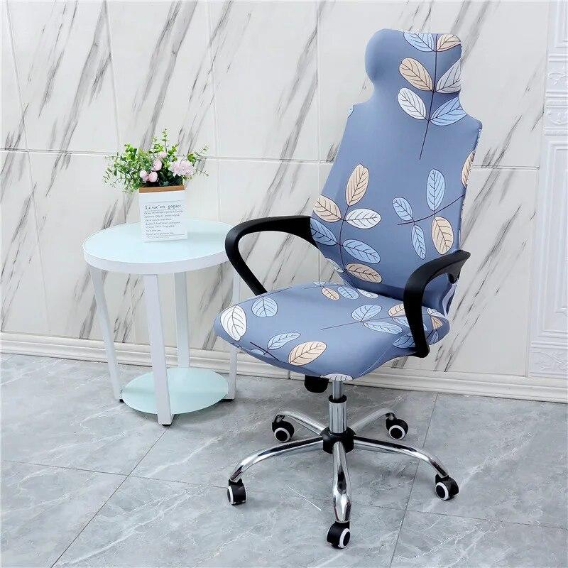 Stretch Game Chair Cover with Headrest for Office Internet Cafe Computer Armrest Gaming Chair Covers Printed Fabric Seat Case