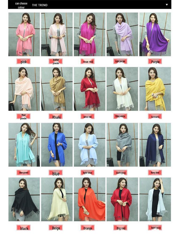 Korean-Style Thickened Imitation Cashmere Scarf: Unisex Long Shawl for Autumn/Winter