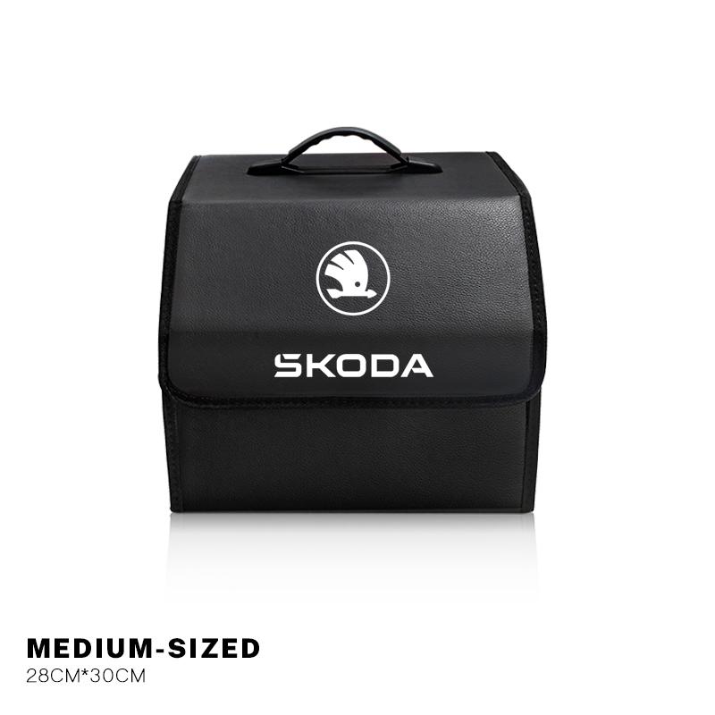 HIAQ2 Car Trunk Storage Box Leather Tidying Organizer Bag For Skoda Octavia Superb Rapid Kodiaq Karoq Fabia Kamiq Vision RS Yeti Scala