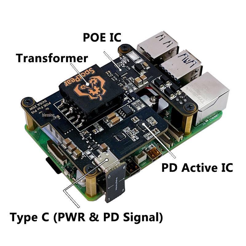 Протокол питания PoE Ethernet для Raspberry Pi 5 802.3af/at с индукцией PD типа C.