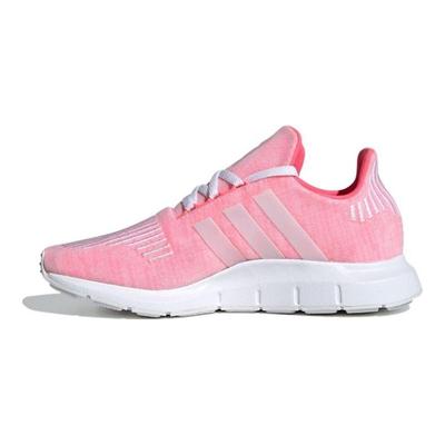 Оригинальные Swift Run J Кроссовки для бега с круглым носком, шнуровкой, дышащие, низкие, детские, розовые, белые EF5951