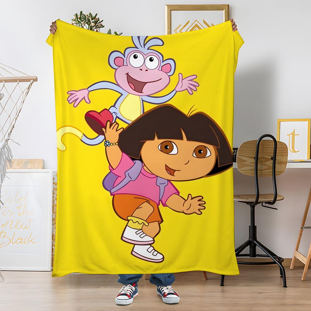 МУЛЬТФИЛЬМ D-Даша-путешественница Плед из мягкого кораллового флиса 310 г/м² Пушистый теплый плед для дивана кровати диванчика декора спальни