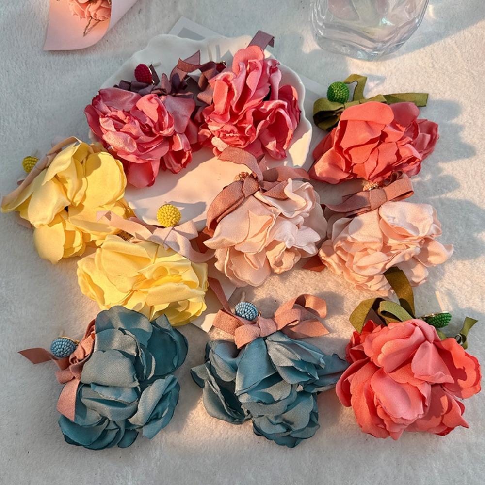 Colorful Flower Earrings Classic Romantic Earrings Bowknot Dangle Earrings Korean Style Accessories