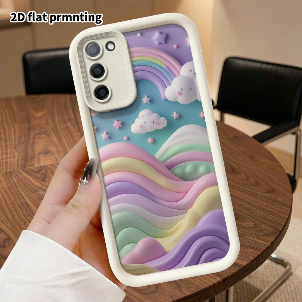 Phone case: 2D flat Samsung Galaxy A34 A35 M05 M06 S20 S22 S21 FE Plus 5G protective case, rainbow hills, perfect Christmas and Halloween holiday gift