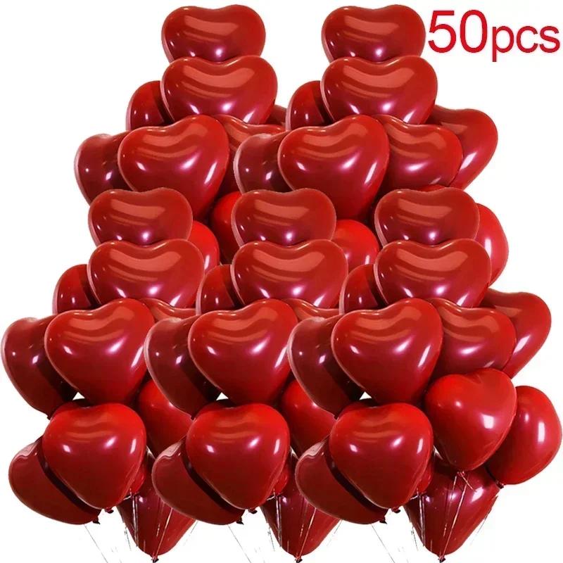 10/20/50pcs 10inch Red Heart Balloons Valentines Day Love Balloon For Valentines Decoration Wedding Party Balloon Birthday