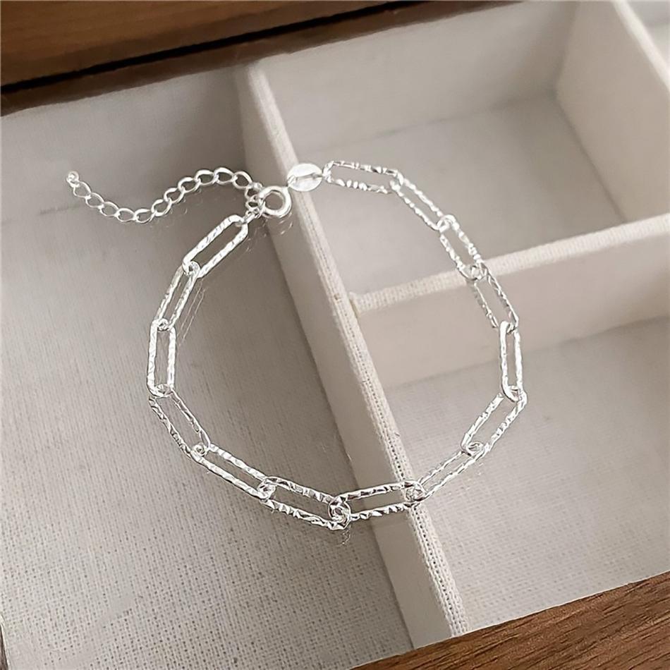 ALIZERO New 925 Sterling Silver Shiny Link Chain Bracelets For Women Girl Fashion Accessories Trend Jewelry Gift