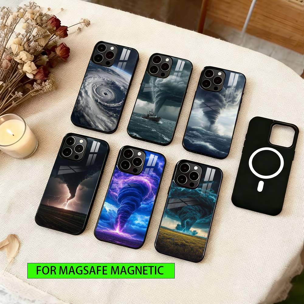 Чехол для телефона с изображением стихийных бедствий для iPhone 17, 16, 15, 14, 13, 12, 11 Plus, Pro, магнитный, для беспроводной зарядки Magsafe