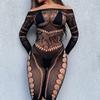 Sex Underwear Mesh Sexy Fishnet Onesie Pajamas Hip Skirt Long Sleeve Tights