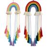 Hanging Ornament Boho Rainbow Macrame Wall Hanging with Tassels Hand Woven Clip Holder Creative Home Decoration Hanging Ornament