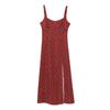 Женское весеннее платье миди в горошек на бретелях-спагетти с разрезом