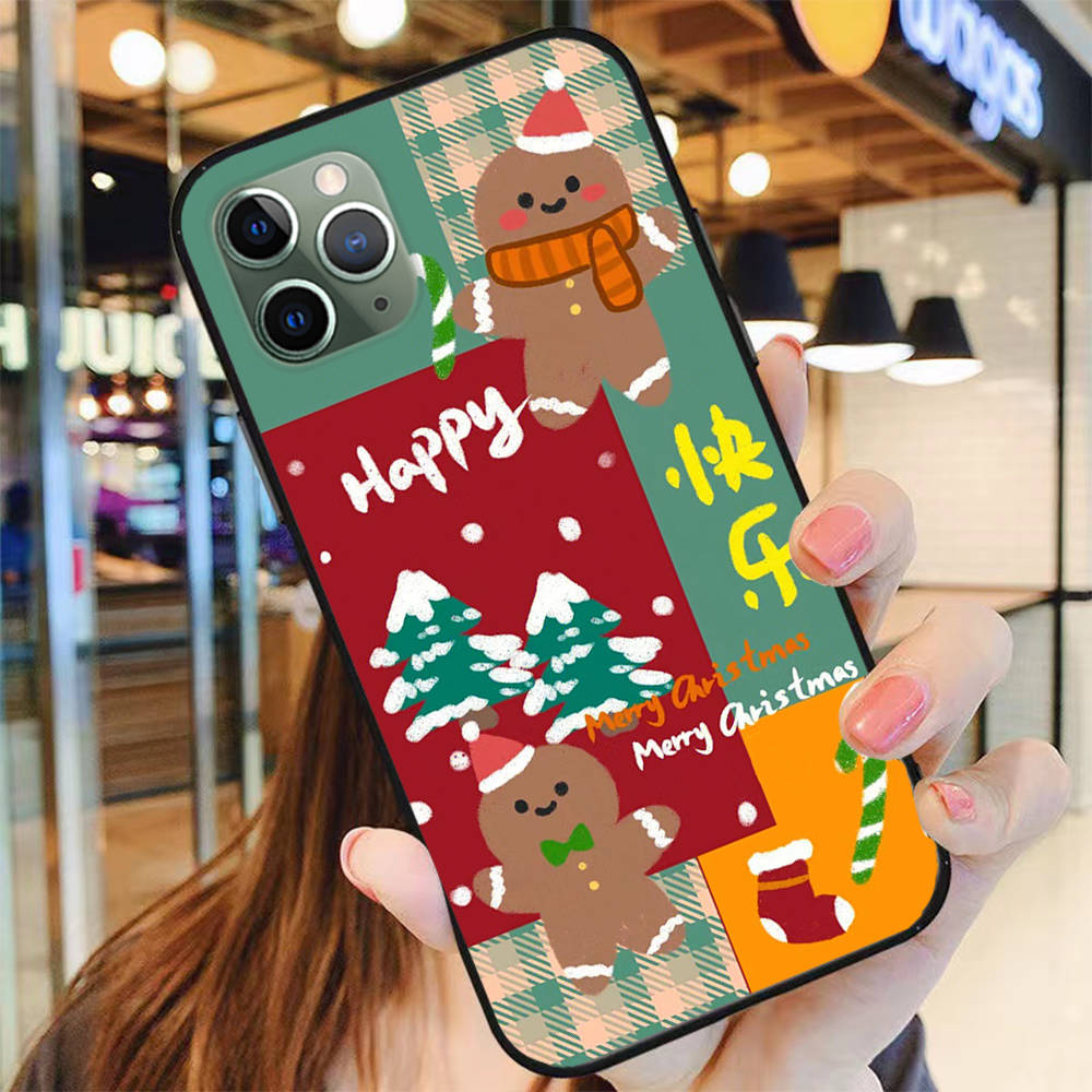 BS-13 Силиконовый чехол Happy Merry Christmas для iPhone 15 14 Xiaomi POCO M6 F6 Redmi Note 13 12 13C 8 9 Samsung S24 S23 S22 S21 FE Pro Plus Ultra