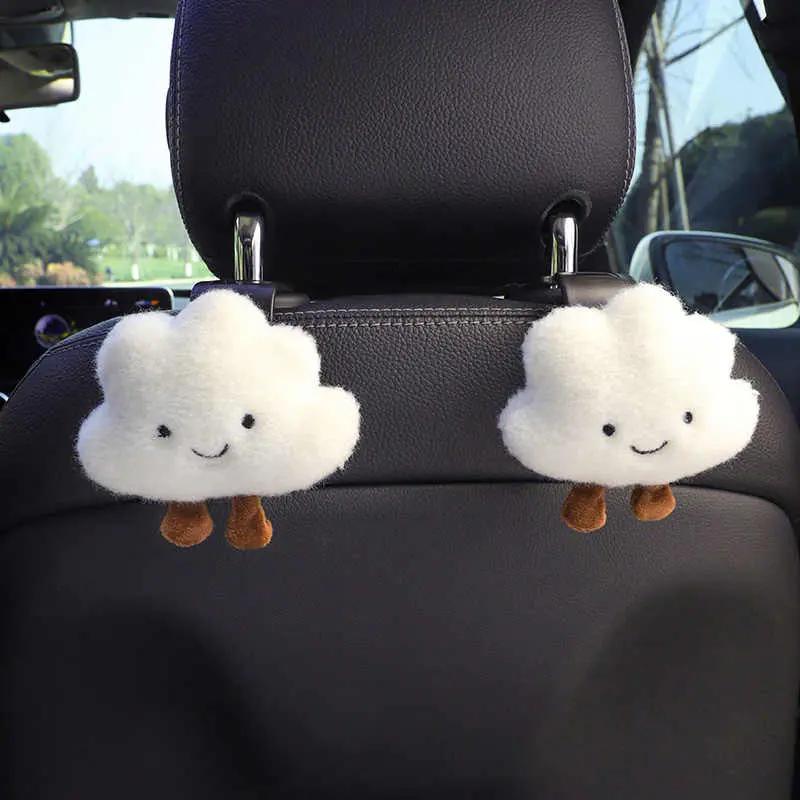 2pcs Cute Cloud Car Seat Back Hook Storage Headrest Organizer Food Bag Handbag Decoration Clothes Hanger