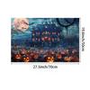 2D plane, Halloween party banner, terrifying castle and evil pumpkin and bat designsDJH