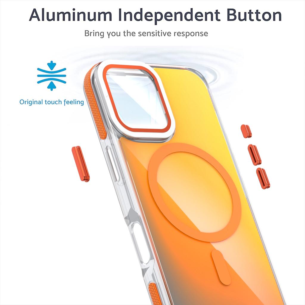 For iPhone 17 Magnetic Case TPU Acrylic Phone Back Cover with Lens Film and Kickstand